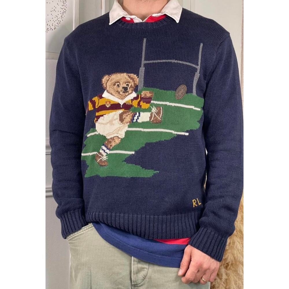 Polo Ralph Lauren Polo Bear Sweater Rugby-playing Bear Mascot Rare